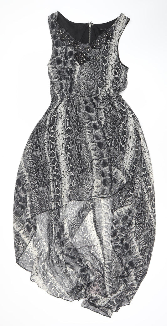Crafted Women's Black Size 10 Animal Print Dress