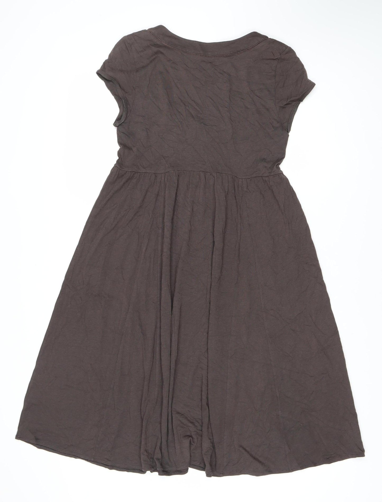 Kona Women's Brown Scoop Neck Cap Sleeve Dress M