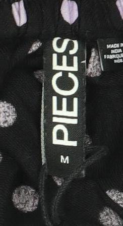 Pieces Women's Black Polka Dot A-Line Skirt M