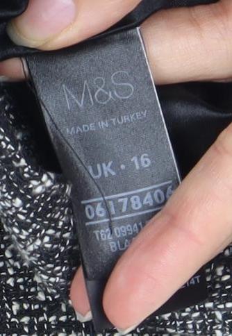 Marks and Spencer Women's Black Bouclé Blazer Size 16