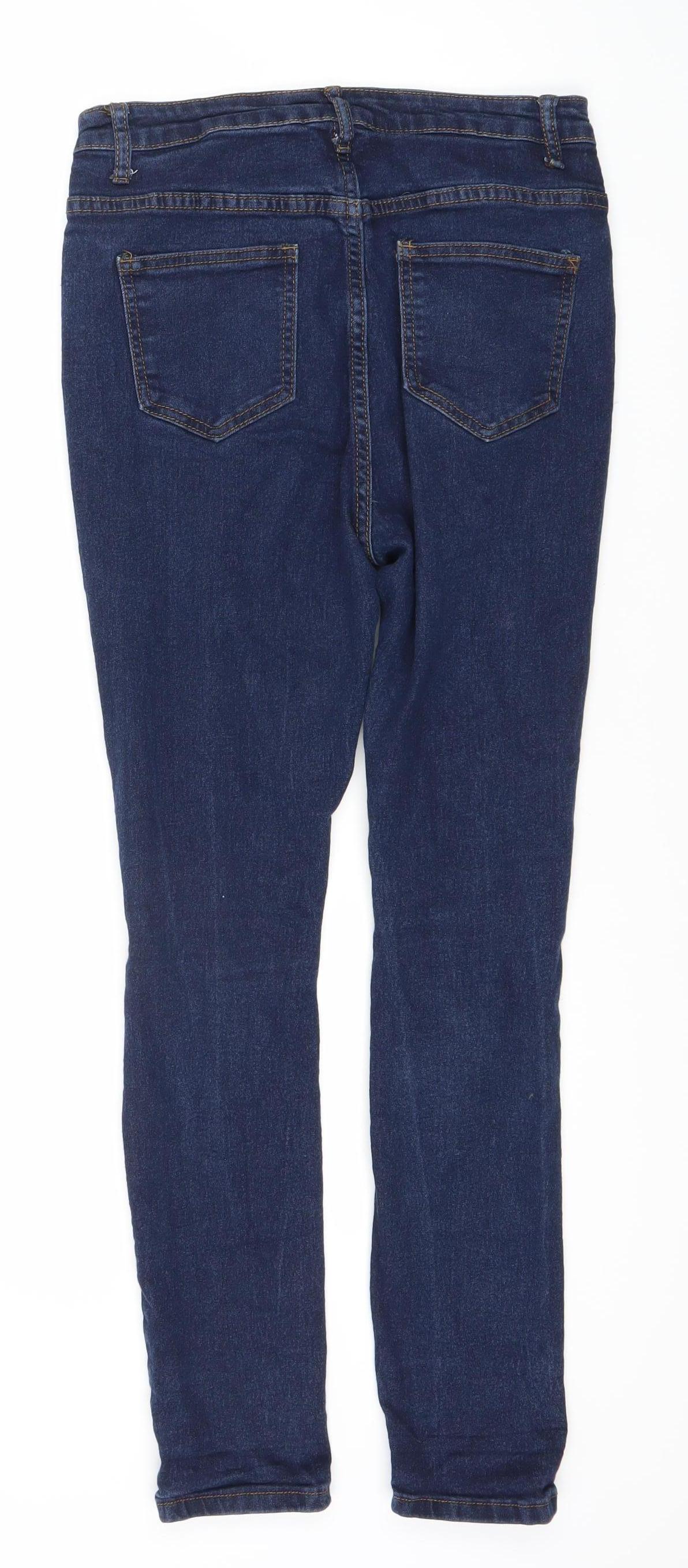 Boohoo Women’s Blue Distressed Skinny Jeans, Size 10