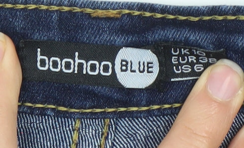 Boohoo Women’s Blue Distressed Skinny Jeans, Size 10