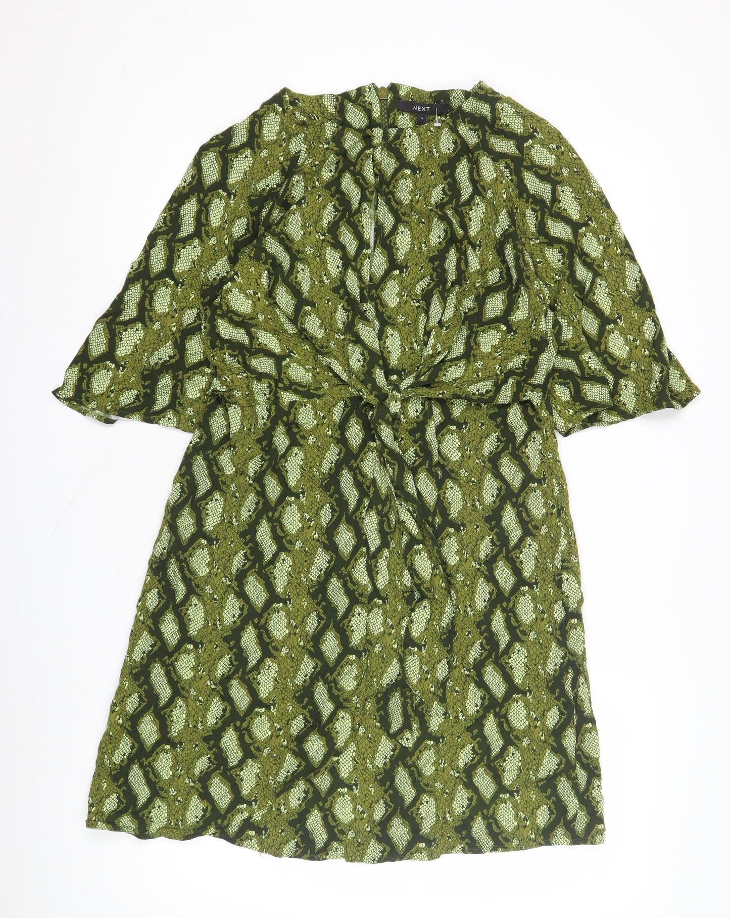 Next Women's Green Animal Print Dress Size 10