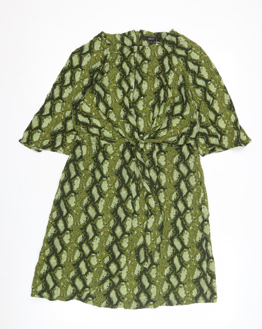 Next Women's Green Animal Print Dress Size 10