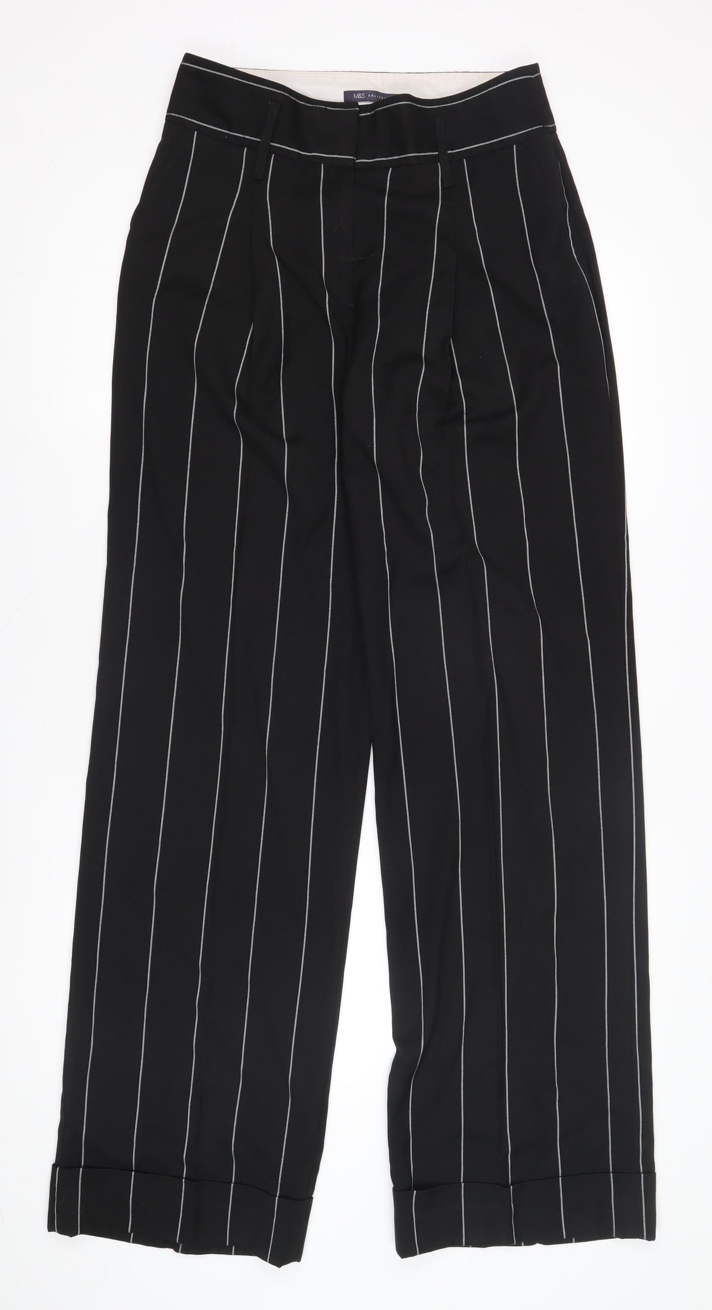 Womens UK Size 10 Marks and Spencer Regular Fit Business Workwear Black Trousers