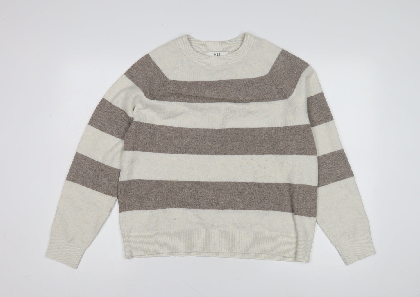 Womens UK Size M Marks and Spencer Beige Pullover Jumper