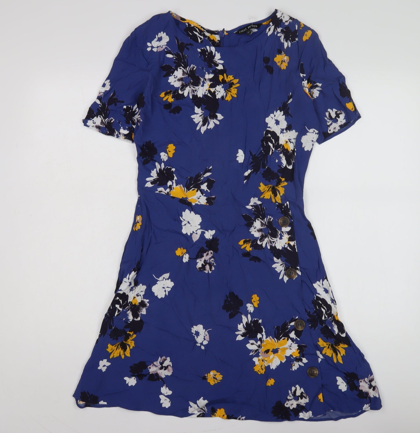 Next Petite Blue Floral Dress - Size 8