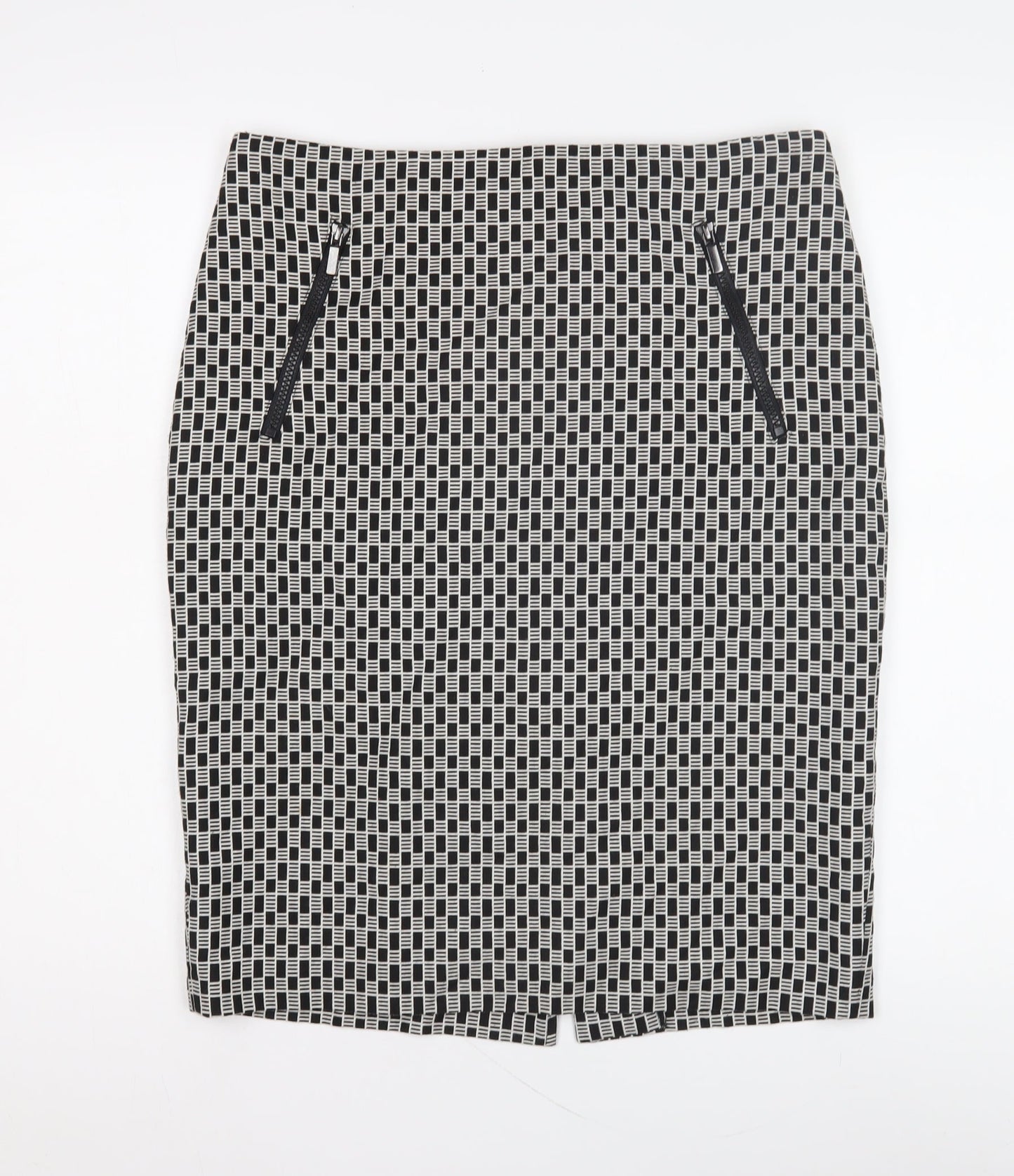 Marks and Spencer Women's Black Geometric Pencil Skirt, Size 12