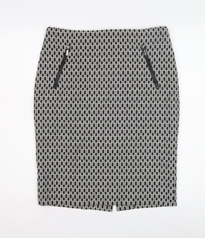 Marks and Spencer Women's Black Geometric Pencil Skirt, Size 12