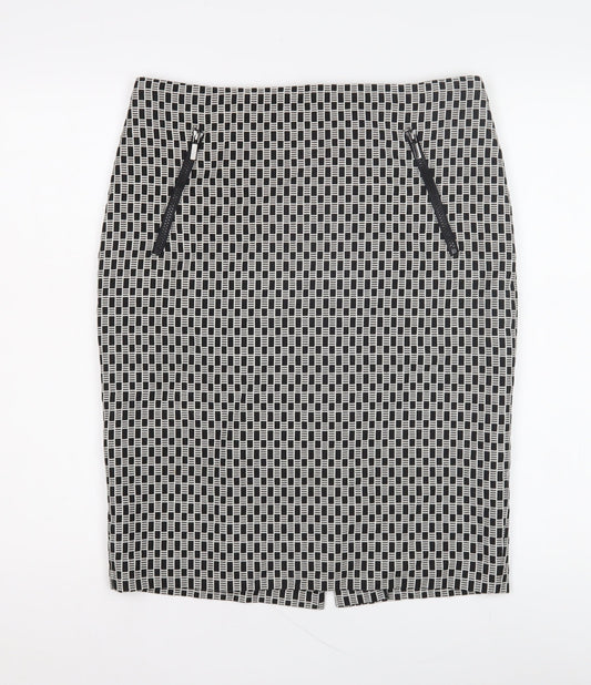 Marks and Spencer Women's Black Geometric Pencil Skirt, Size 12