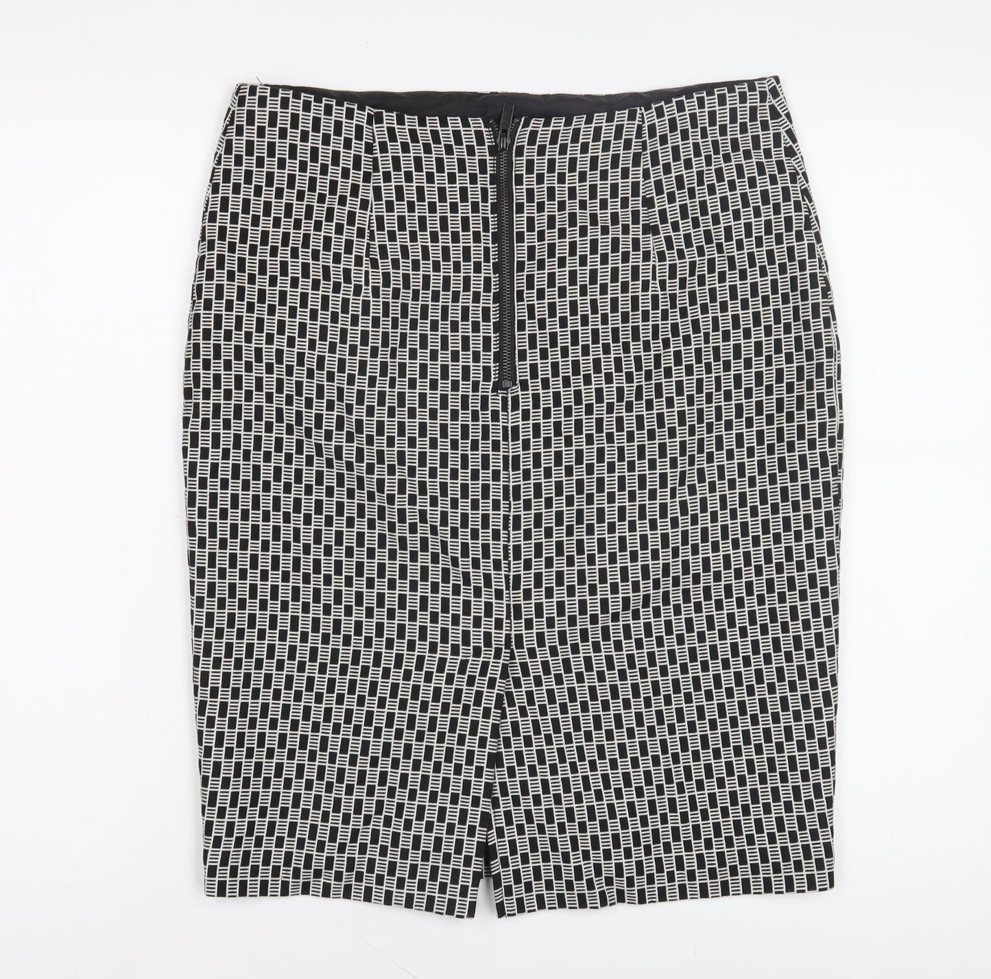 Marks and Spencer Women's Black Geometric Pencil Skirt, Size 12