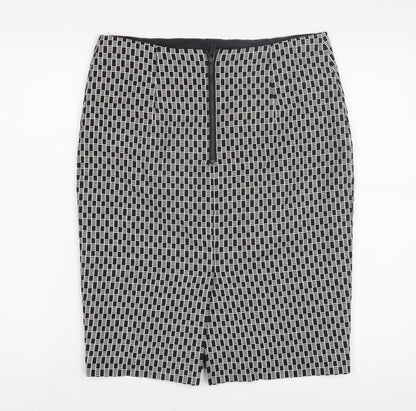 Marks and Spencer Women's Black Geometric Pencil Skirt, Size 12