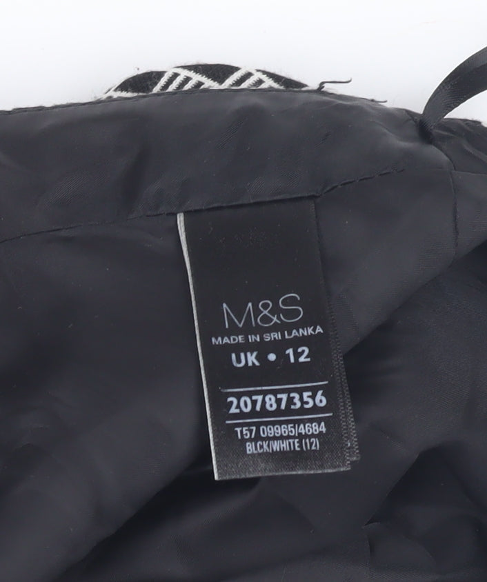 Marks and Spencer Women's Black Geometric Pencil Skirt, Size 12