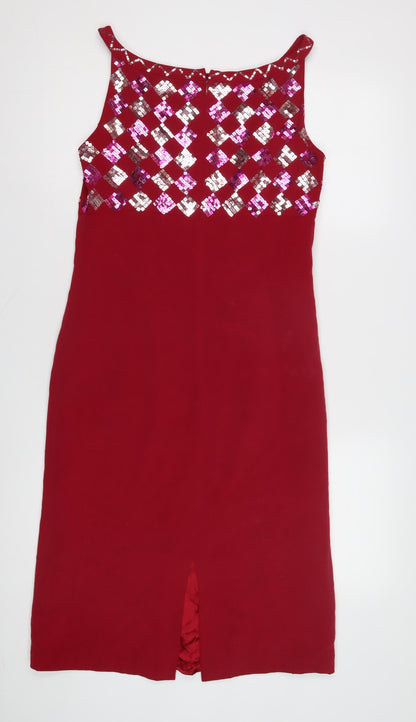 August Silk Red Bodycon Dress, Size 10, Women, Party Wear
