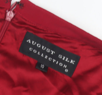 August Silk Red Bodycon Dress, Size 10, Women, Party Wear