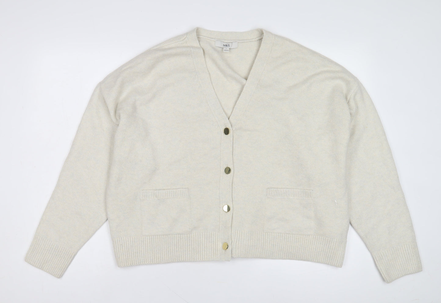 Womens UK Size L Marks and Spencer Ivory Cardigan Jumper