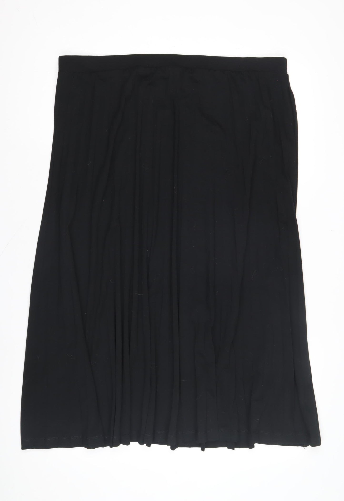 Marks and Spencer Women's Black Pleated Midi Skirt - Size 16