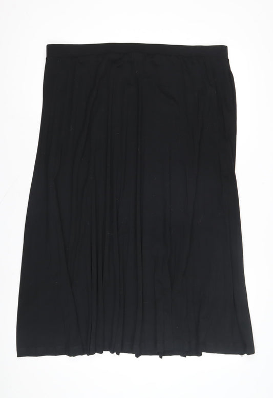 Marks and Spencer Women's Black Pleated Midi Skirt - Size 16