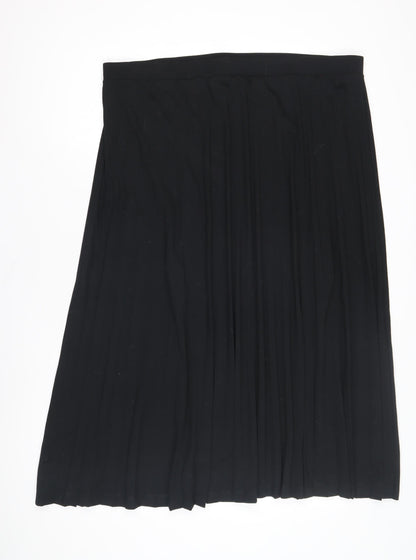 Marks and Spencer Women's Black Pleated Midi Skirt - Size 16