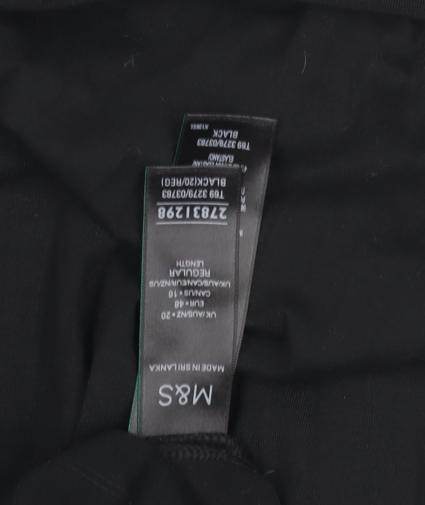 Marks and Spencer Women's Black Pleated Midi Skirt - Size 16