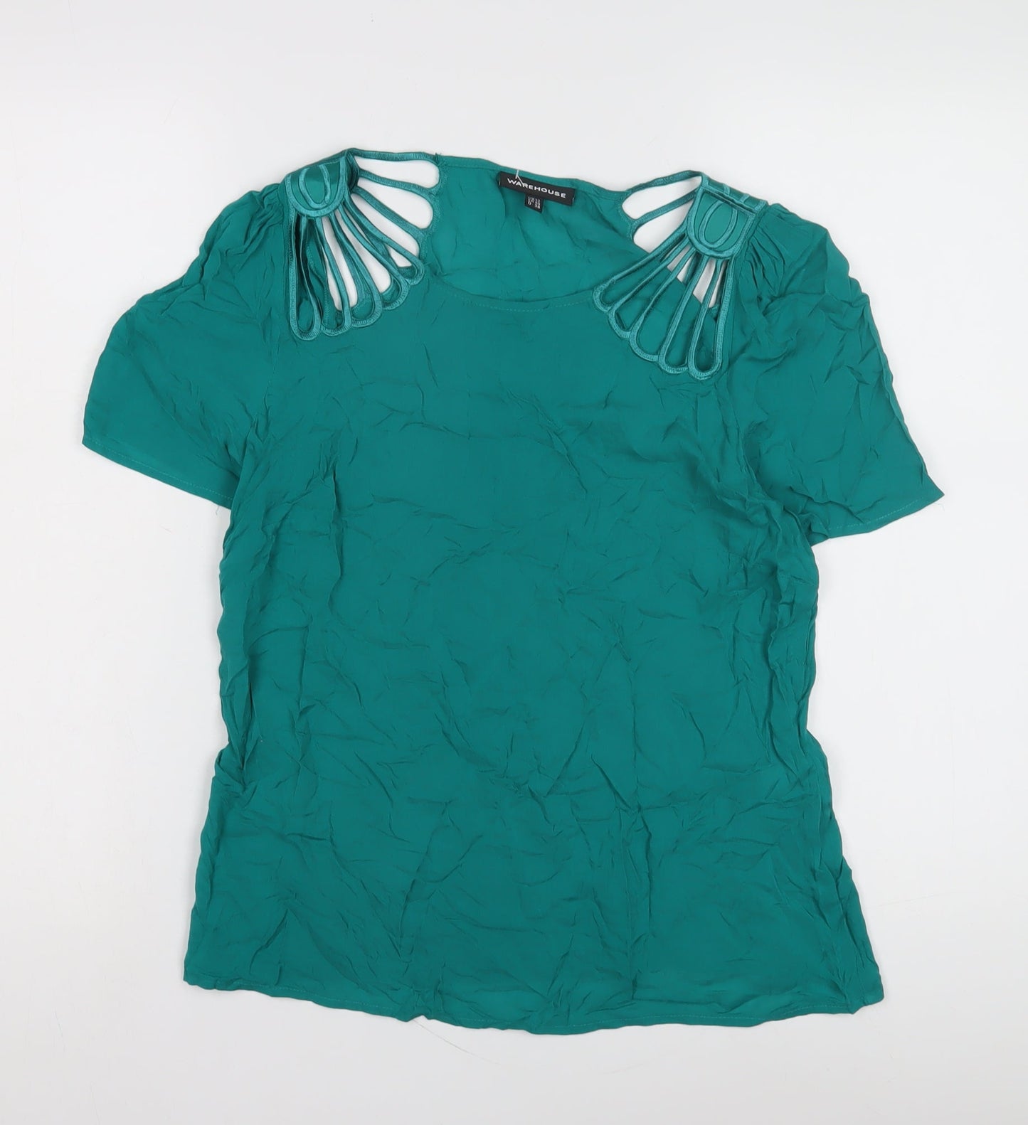 Womens UK Size 12 Warehouse Green Basic Blouse