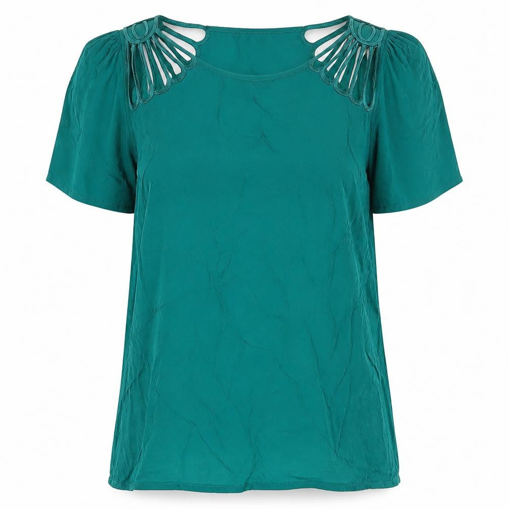 Womens UK Size 12 Warehouse Green Basic Blouse