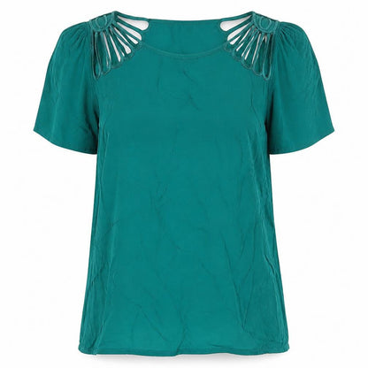 Womens UK Size 12 Warehouse Green Basic Blouse