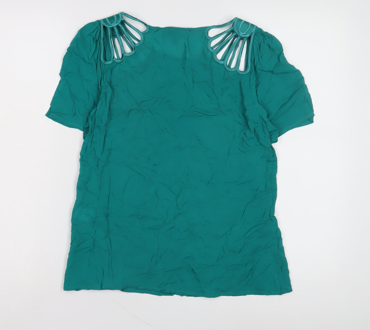 Womens UK Size 12 Warehouse Green Basic Blouse