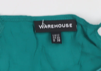 Womens UK Size 12 Warehouse Green Basic Blouse