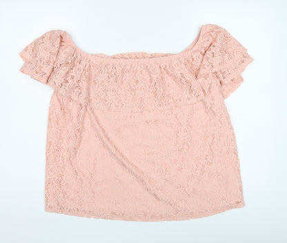 Womens UK Size 18 Dorothy Perkins Pink Off the Shoulder Blouse