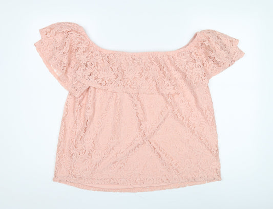 Womens UK Size 18 Dorothy Perkins Pink Off the Shoulder Blouse