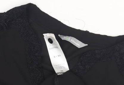 Marks and Spencer Women's Black V-Neck Blouse UK 8