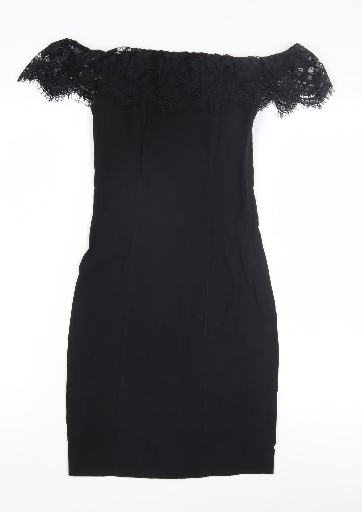 Miss Selfridge Women's Black Off Shoulder Sheath Dress Size 8