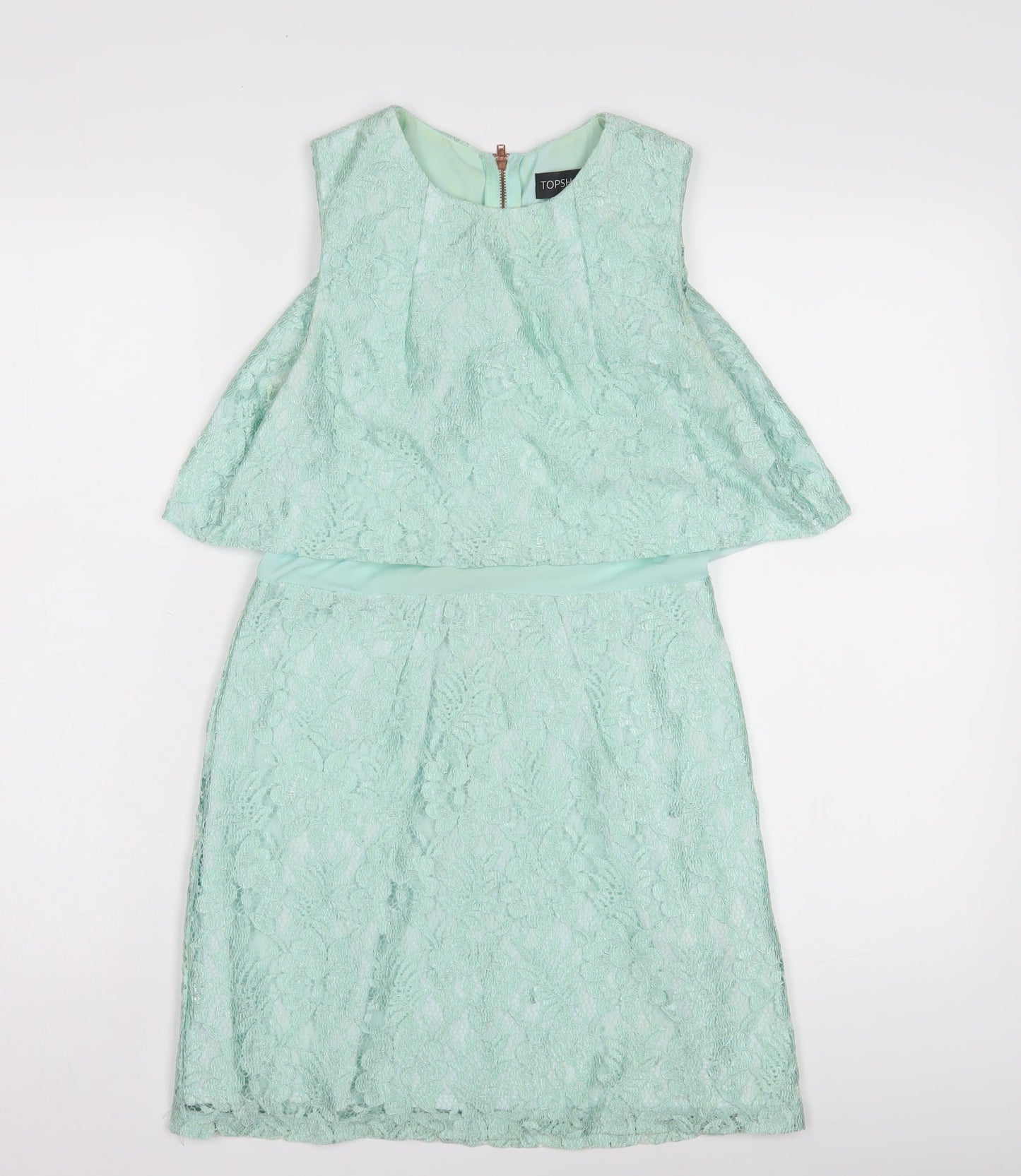 Topshop Women's Green Lace A-Line Dress