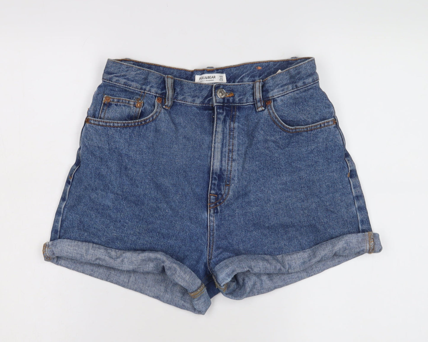 Pull & Bear Women's Blue Mom Shorts Size 10 Denim Casual