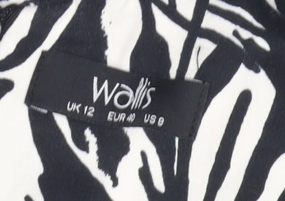 Wallis Women's Black & White Print Dress, Size 12