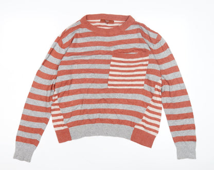 Next Men's Orange Stripe Pullover Jumper, Size 12