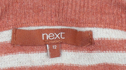 Next Men's Orange Stripe Pullover Jumper, Size 12