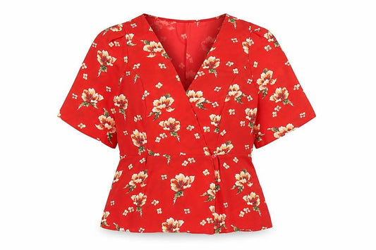 Womens UK Size 12 ASOS Red Wrap Blouse
