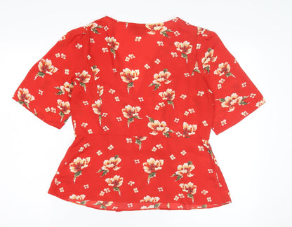 Womens UK Size 12 ASOS Red Wrap Blouse