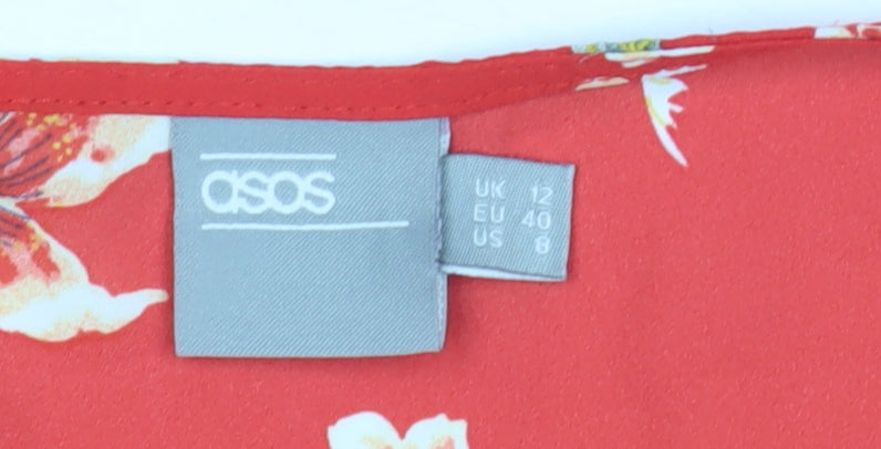 Womens UK Size 12 ASOS Red Wrap Blouse
