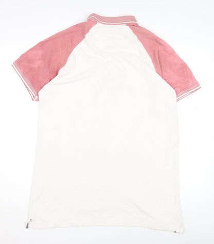 Jacamo Men's Pink Colourblock Polo Shirt - Size L
