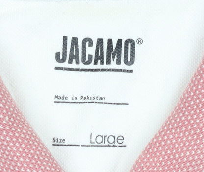 Jacamo Men's Pink Colourblock Polo Shirt - Size L