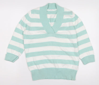 Marks & Spencer Women's Striped V-Neck Jumper, Size 14