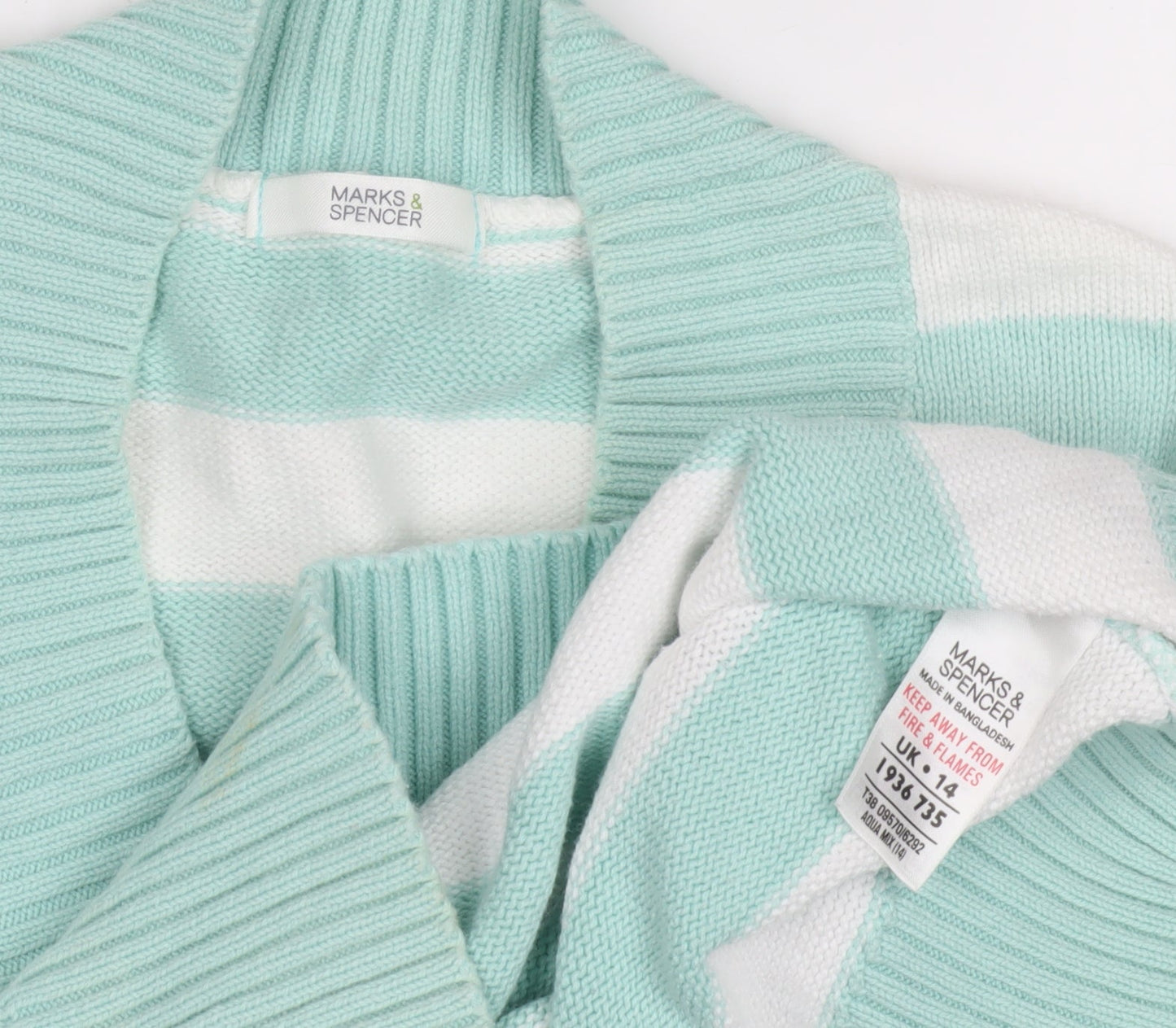 Marks & Spencer Women's Striped V-Neck Jumper, Size 14