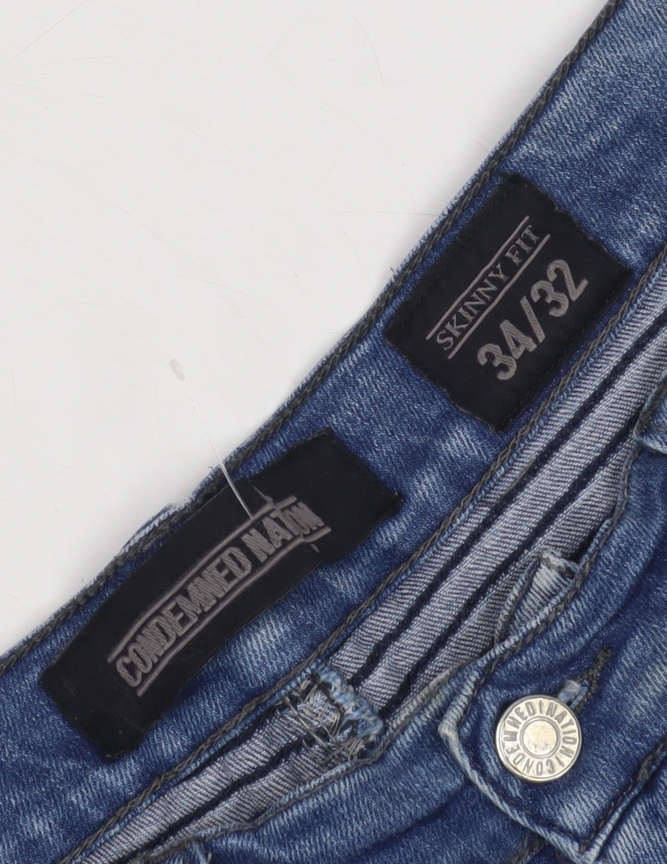 Condemned Nation Men's Blue Skinny Jeans Size 34