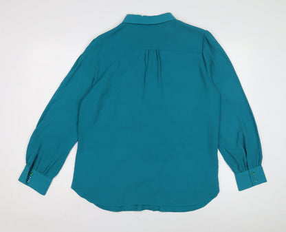 Womens UK Size 16 Debenhams Blue Basic Button-Up