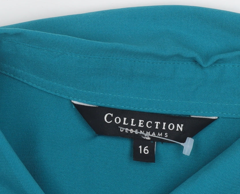 Womens UK Size 16 Debenhams Blue Basic Button-Up