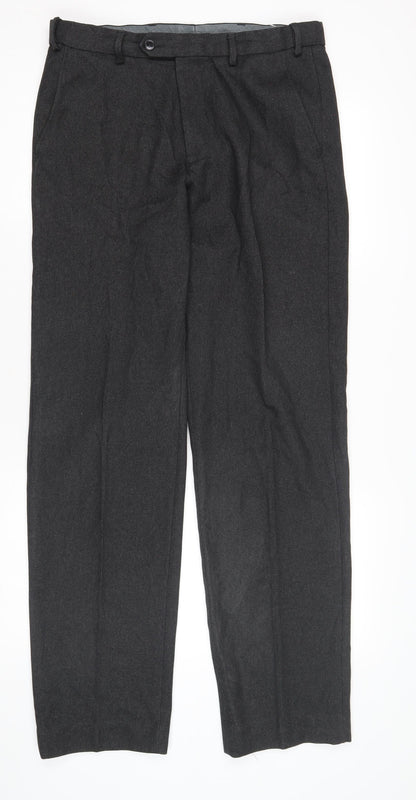 Marks and Spencer Men's Grey Regular Fit Trousers