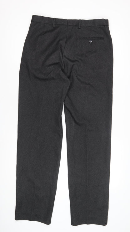Marks and Spencer Men's Grey Regular Fit Trousers